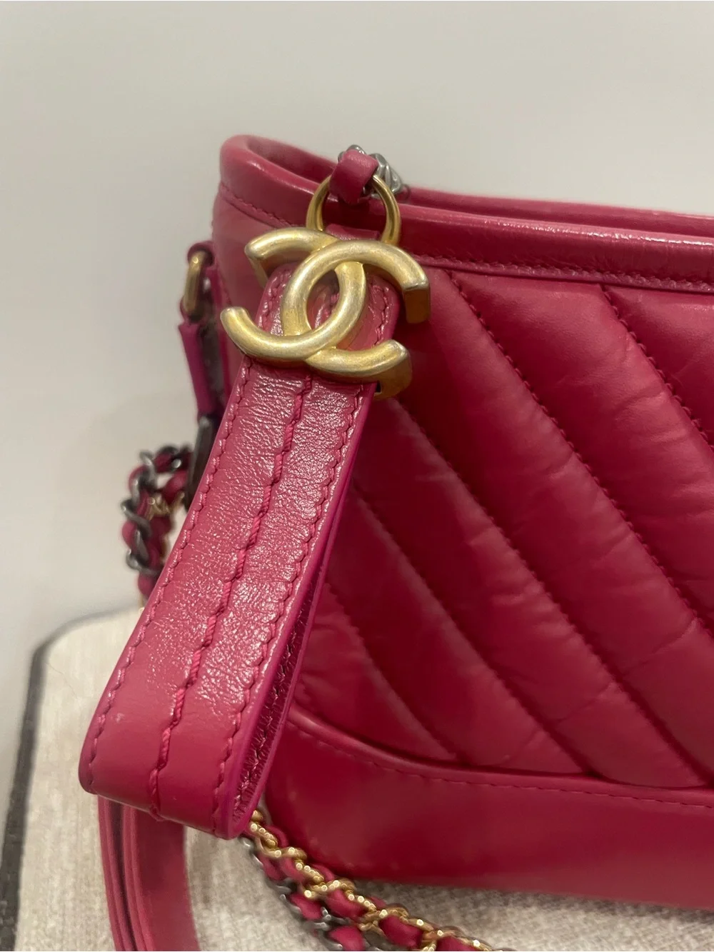 CHANEL Quilted Lambskin Hobo with Gold CC Charm